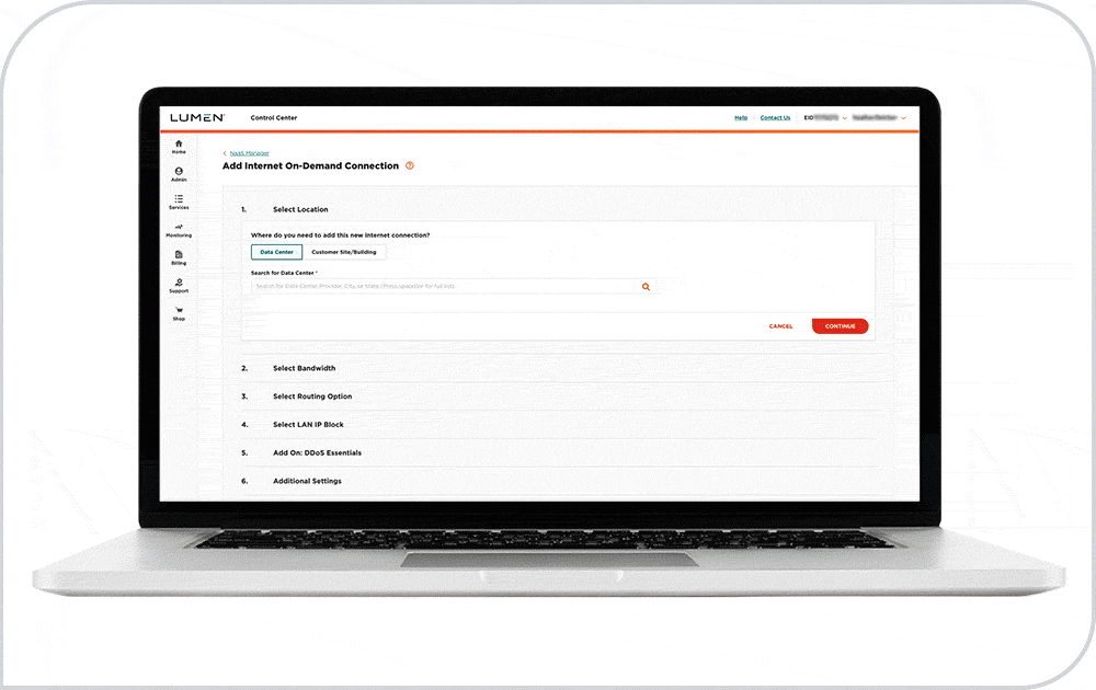 Moving graphic of a laptop screen open to a Lumen platform while zooming in on information