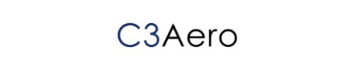 The C3Aero company logo features the characters "C3" in dark blue sans serif letters and the word “Aero” in sans serif black letters.  