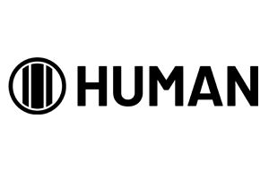 Black lettering spelling out the Human logo