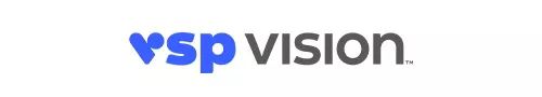 VSP Vision logo with the word VSP written in blue text and Vision written in black text. 