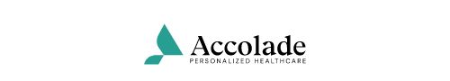 Accolade Personalized Healthcare block letter logo with stylized graphic letter A to the left