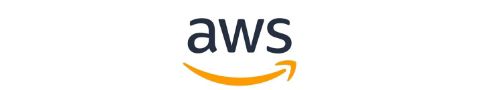 Block logo spelling out AWS in lower case letter with swoosh arrow below. 