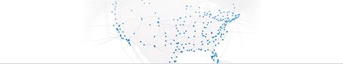ネットワークのタッチポイントを示す青い点のある米国のイラストグラフィック