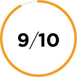 Close up of a mostly orange shaded circle icon with the number 9/10 in the center 