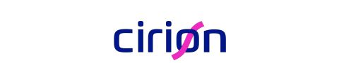 Blue and pink Cirion text logo.