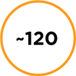 Close up of an orange circle with the number ~120  in the middle