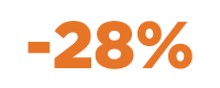 O número -28% em laranja