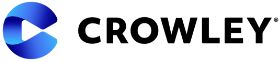 Crowley logo with stylized uppercase C in blue followed by Crowley company name block letters