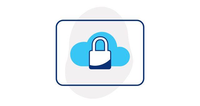 A symbol made up of a cloud and key lock meant to represent secure connectivity.