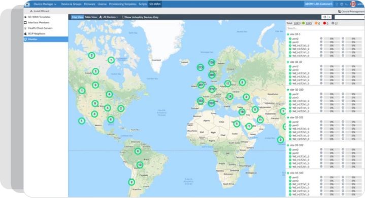 Map of Lumen global dark fibre locations