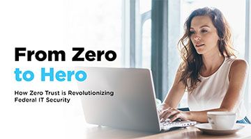 Woman in white top working on a laptop next to a text overlay stating "From zero to hero"