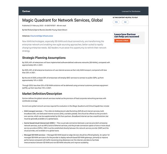 Gartner Network Services report