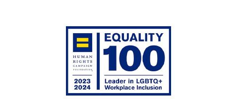 Lumenが、Human Rights Campaign Foundationによる「LGBTQ+と職場のインクルージョンにとって最も働きやすい職場トップ100」を受賞したことを示すバッジ
