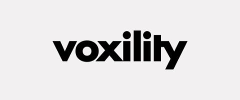 Logo for Voxility in a black font and white background