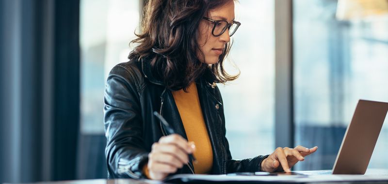 Woman using laptop