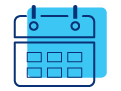 Illustration eines Kalendersymbols mit einer blauen Box-Überlagerung