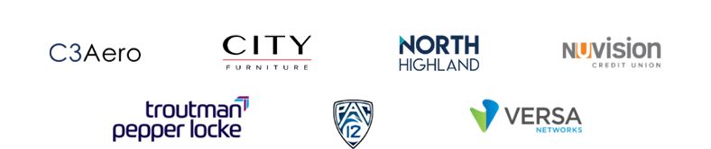 Agilisys, Autoneum North America, Backstage Networks, Blackstar Group, C3Aero, North Highland Company, Nuvision Credit Union and Versa Networks company logos.