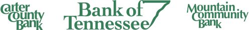Carter County Bank, Bank of Tennessee, and Mountain Community Bank logos.