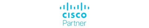 Cisco Partner logo featuring a blue icon made of nine vertical bars of varying heights arranged in a double-arch shape above the lowercase word “cisco” and the capitalized word “Partner.”