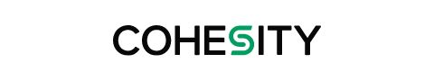 Cohesity logo featuring black uppercase lettering in sans serif font with a green stylized “S” consisting of two separate but interlocking curves.