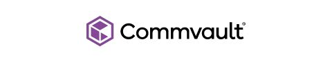 Commvault logo featuring a purple geometric cube icon followed by the word “Commvault” in black sans serif font.