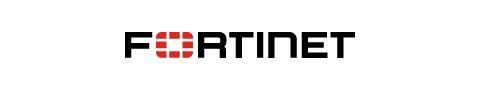 Fortinet logo featuring black uppercase lettering with a red segmented square design integrated into the wordmark on the letter “O.”