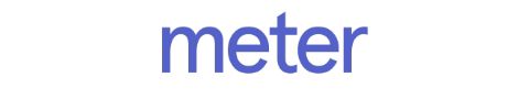 Blue meter logo featuring lowercase lettering and sans serif font.