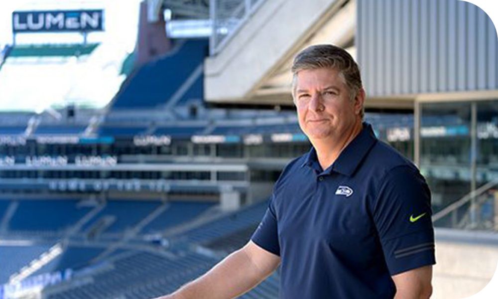 Chip Suttles, Vice President of  Technology for the Seattle Seahawks, stands overlooking Lumen Field