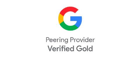 The Google logo with the words “Peering Partner Verified Gold” below it