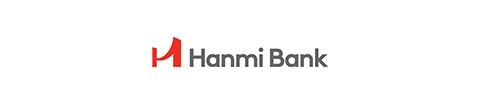 Hanmi Bank in grey lettering beside its logo which is a red H that looks similar to a bridge.