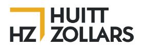 Huitt-Zollars logo featuring the letters ‘HZ’ and the name ‘Huitt Zollars’ in bold black text with a stylized gold angular accent.