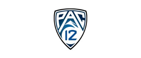 The Pac-12 Enterprises logo with a blue shield, white lettering spelling "PAC", a white mountain shape, and a blue number "12" inside.