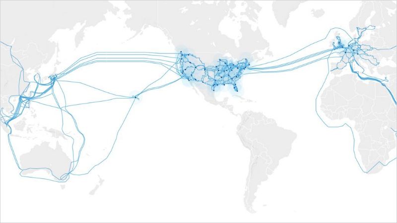 Map of global network locations with a  play button overlay.