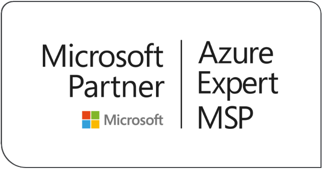  Black text on a white background stating "Microsoft Partner Azure MSP" above a smaller Microsoft logo