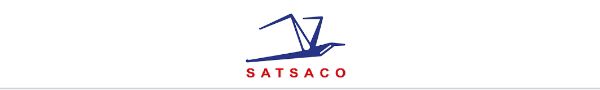 Navy and red Satsaco text logo.