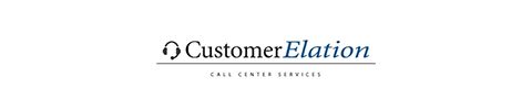 Customer Elation black and blue text logo.