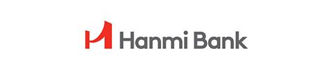 The Hanmi Bank logo consists of a red stylized letter H with the words Hanmi Bank written in clean gray text.