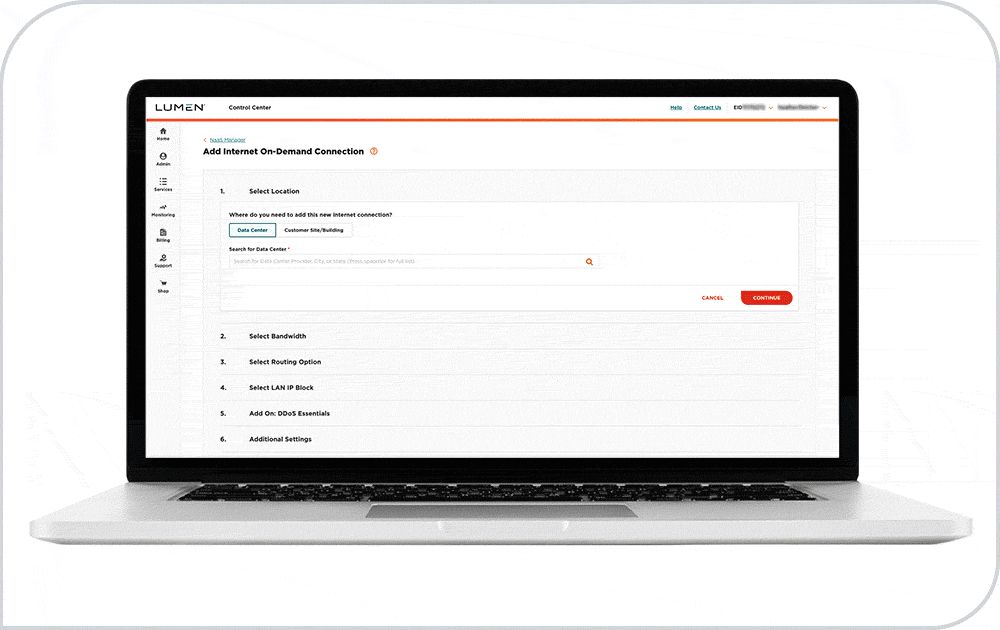 Moving graphic of a laptop screen open to a Lumen platform while zooming in on information