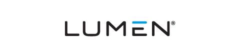 Black and blue Lumen text logo.