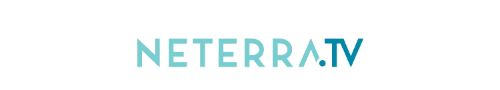 Company logo for NeterraTV in light blue stylized pointed block lettering
