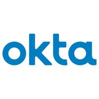 White and blue Okta logo