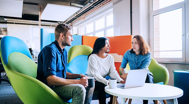 Co-workers talking in a meeting