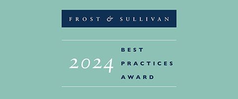 Dark blue and white letters on a teal background read: Forst & Sullivan, 2024 Best Practices Award