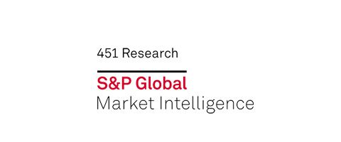 Description: A white box with an orange play button. Text: 451 Research. S&P Global Market intelligence.