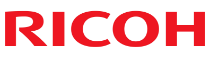 Red block letter logo spelling out Ricoh