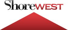 Company logo with Shorewest in block letters centered over the top of a red triangular pyramid.