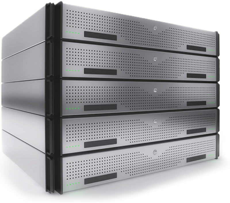 Photo of five silver bare metal edge servers stacked in a column