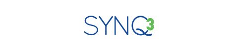 SYNQ3 navy and green text logo. 