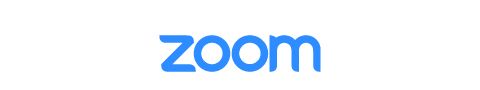 Zoom blue text logo.