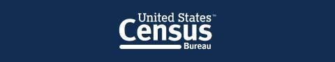 United States Census Bureau in white text on a dark navy background.